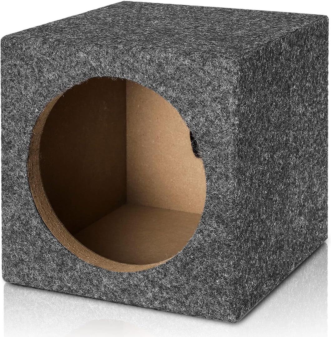 Facmogu 8in Ported Subwoofer Box, Single Car Speaker Enclosure with Great High-Density Fibreboard Sturdy Construction, Square Sub Box Enclosure with Sound-Absorbing Cotton & Premium Carpeted Finish