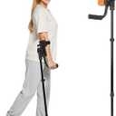 3-Angle Adjustable Forearm Crutches for Adults - Ergonomic Non-Slip Handles with EVA Elbow Support, Foldable Arm Crutches Forearm for Leg Injury, Surgery Recovery, Disabled (Single Unit) (Black)