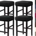 HFCNMY Stool Covers Rectangle,4 Pack Stretch Rectangle Bar Stool Covers Jacquard Vanity Stool Cover Washable Counter Stool Covers Bar Stool Seat Covers Saddle Seat Cover with Elastic Bands Black