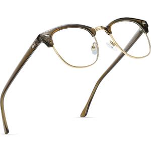 Blue Light Blocking Glasses Vintage Half Frame UV Clear Lens Anti Eyestrain Computer Gaming Glasses for Men Women