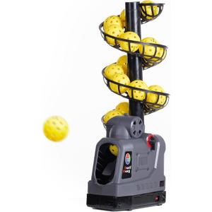 681PBH Pickleball Machine with Auto Swing, 3 Angles & 4 Speeds Adjustable, Portable Pickleball Launcher for Indoors & Outdoors Practice, Powered by Power Bank/Batteries/AC Power, for Beginners, 11.4" X 9.8" X 29.1"