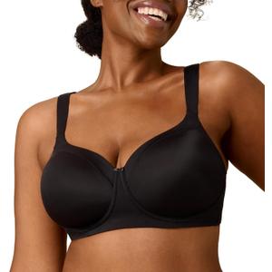 Playtex Women's Wireless Balconette Bra, Full-Coverage Bras for Women, Support, Moisture Wicking (Plus (40DDD, Dressed in Black)