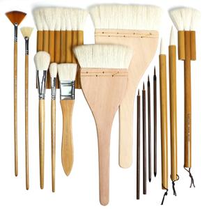 GACDR Pottery Brushes for Glazing, 15 Pcs Ceramic Brush Set With Storage Box, Wool Bamboon Hake for Pottery, Acrylic, Watercolor
