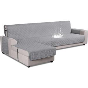 VANSOFY Upgraded Sectional Couch Covers 100% Waterproof L Shaped Sofa Slipcover Reversible Chaise Lounge Cover for Sectional Sofa Furniture Protector Cover for Pets Dog Cat(X-Large, Light Gray)