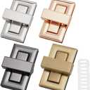 PLIGREAT 4 Pcs Purse Turn Locks Clasp, Rectangular Closure Twist Fastener 21.1" Bag Hardware Locks Clip Clasp for DIY Handbag Craft Making Accessories, 4 Colors