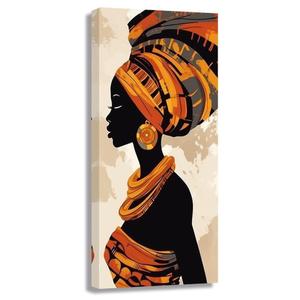 ZXHYWYM African Women Wall Art Traditional Black Girl Portrait Picture Africa Tribal Ethnic Ancient Tribe Painting Prints Vintage Style Canvas Vertical Artwork, 8.00" x 16.00"