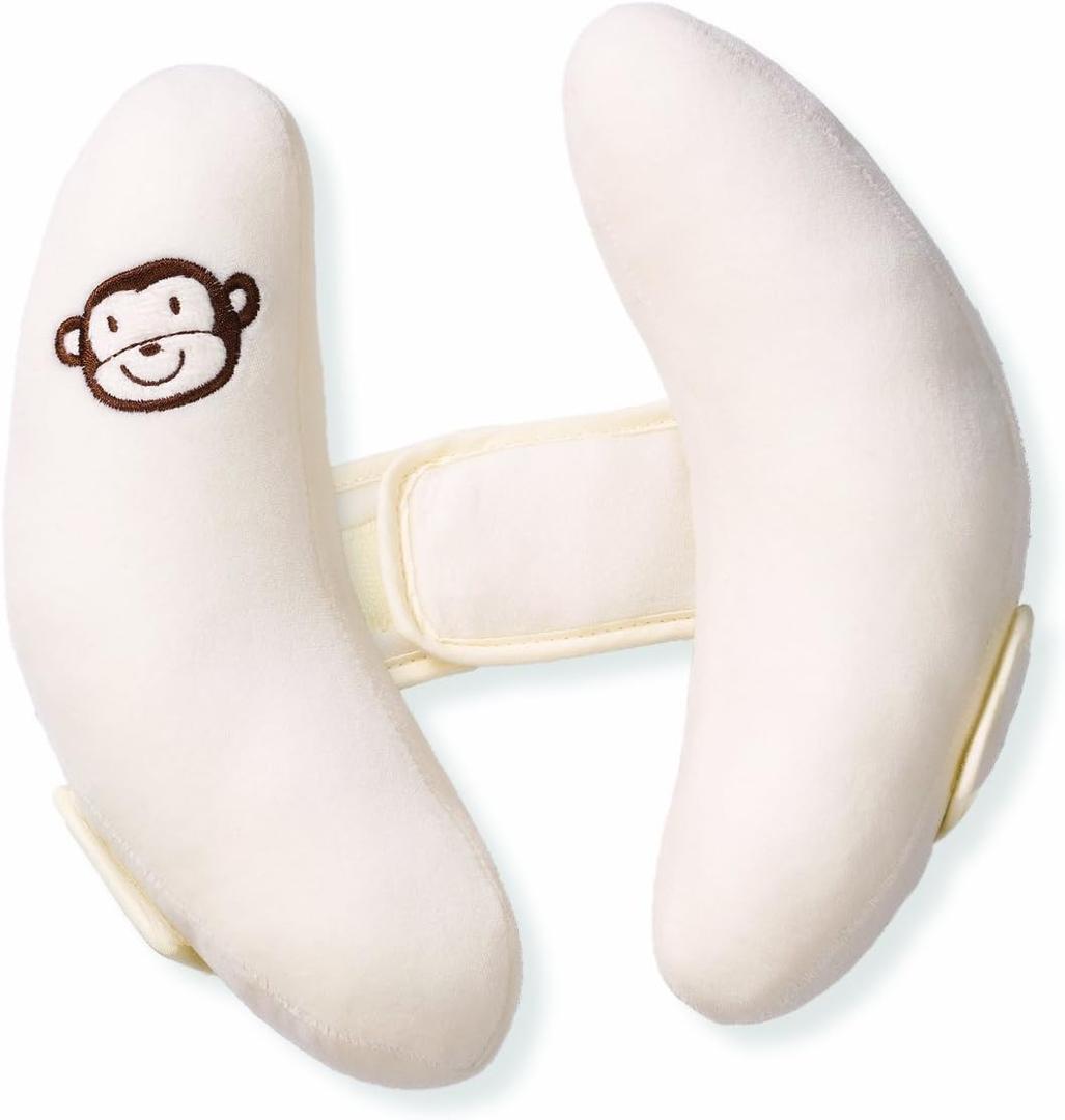 Inchant Adjustable Toddler Headrest & Neck Support, Banana Shape Travel Pillow,Best Headrest for Car Seat,Pushchair, White
