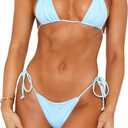 VnimVinter Women Sexy Brazilian Bikini Set Halter String Triangle Tie Side Cheeky Thong 2 Piece Bathing Suit Swimwear (Baby Blue, S)