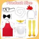 10 Pcs Couples Halloween Costumes for Adult Old Men and Side Chick Costume Set Chicken Couple Cosplay Kit Women Man's Crazy Rooster Hen Accessories with Headband Tail Beak Nose Mask Sock