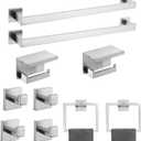 10-Piece Brushed Nickel Bathroom Hardware Set SUS304 Stainless Steel, 223.6" Towel Bars, 2 Towel Rings, 2 Toilet Paper Holders & 4 Towel Hooks Wall Mounted Bathroom Accessories Set