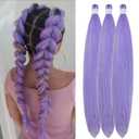 Lavender Tinsel Braiding Hair Pre stretched Braiding Hair for Glitter Braids Festival Braids Cosplay