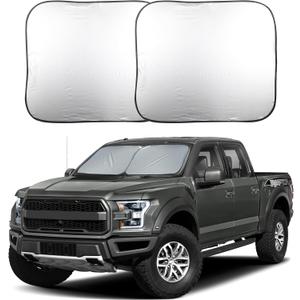 EcoNour 2-Piece Foldable Truck Window Sun Shade, Blocks UV Rays & Heat, Keeps Interior & Dashboard Cool, Durable Automotive Interior Accessory, Large Fit (32.5" L x 36" W)