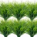 Uieke 12 Bundles Artificial Grass Plants Outdoor UV Resistant Fake Grass Plants No Fade Faux Plastic Plants for Outside Garden Window Box Planter Decor (Green)