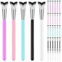 Mifoci 30 Pcs Curved Fluffy Lash Cleaning Brush Eyelash Extension Shampoo Brushes Swoop Eyelash Cleanser Brush Soft Makeup Removal Bath Tools for Home and Salon Use, 5 Colors