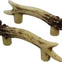 Old River Outdoors Heavy Duty 3" Antler Pull / Cabinet / Drawer Knobs (2 Pack) - 2 Sizes of Screws and Washers Included