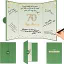 Crenics Green and Gold 70th Birthday Decorations, Happy 70th Birthday Guest Signature Book Alternative 18" x 12", Awesome 70 Years Old Party Gift for Women or Men