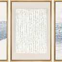 SIGNWIN Framed Canvas Print Wall Art Set Blue White Grunge Geometric Pattern Abstract Shapes Cozy Neutral Decorative Contemporary Minimal for Living Room, Bedroom, Office - 16"x24"x3 Natural (B50-2203-b50-m20)