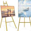 57" Gold Easel Stand for Sign, Heavy Duty Metal Floor Easel, 4-Tier Adjustable Display Easel for Wedding Signs, Welcome Signs, Posters, Pictures, Mirrors & Event Decor