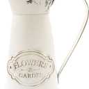 Farmhouse White Metal Jugs for Shabby Chic Kitchen Decor, Tall Pitchers for Flowers, Rustic Bathroom Vases - Large, 11 H