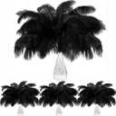 Black Ostrich Feathers for Centerpieces: 100 Pcs 12-14 Inches (30-35 cm) Ostrich Feathers Bulk, Large Feathers for Centerpieces, Table, Flower Arrangement and Home Decoration