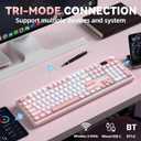 LINGBAO K108 Pro Wireless Mechanical Pink Creamy Keyboard with Number Pad, White & Pink
