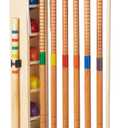 6 Player Croquet Set for Adults with Wooden Stand, Wooden Rubber Mallets, Upgraded Resin Colored Balls and Steel Wicket for Family & Friends, Great for Outdoor Lawn, Backyard Park, 3 inches , 33.9 inches