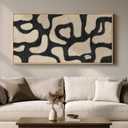 Framed Neutral Horizontal Abstract Wall Art for Living Room, Extra Large Black and Beige Modern Painting Print, Mid Century Canvas Artwork for Dining Room Bedroom Hallway Office Walls Decor, 30x60 Inch