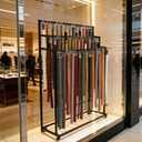Belt Rack, 3-Tier Belt Organizer with 42 Hooks & Wheels, Tie Rack & Bag Rack for Retail Display, Multi-Layer Belt Hanger & Tie Hanger for Store (Black)