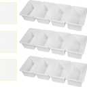 Outus 48 Pcs White Plastic Cubby Bins Bulk for Classroom Organization Small Stackable Book Bins Toy Storage Organizer Tubs Box Container with 120 Self Adhesive Label for Library School Office Home