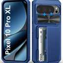 BXYJY for Google Pixel 10 Pro XL Case with Card Holder (4-5 Cards), Slide Camera Cover, Military Grade Protection, Shockproof Heavy Duty Rugged Women Men Wallet Phone Case for Pixel 10 Pro XL, Blue
