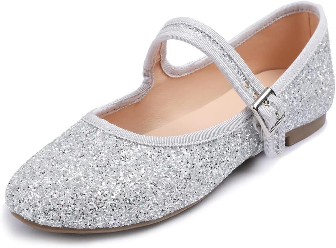 FEVERSOLE Women's Soft Cushion Extra Padded Comfort Round Toe Mary Jane Metal Buckle Fashion Ballet Flats Walking Shoes (9.5)