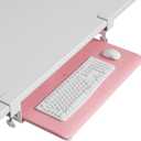 BONTEC KMT01 Under Desk Keyboard Tray, Pull-Out Keyboard & Mouse Platform with C-Clamp, 25.6 x 11.8 in Space-Saving Ergonomic Slide-Out Drawer, Pink