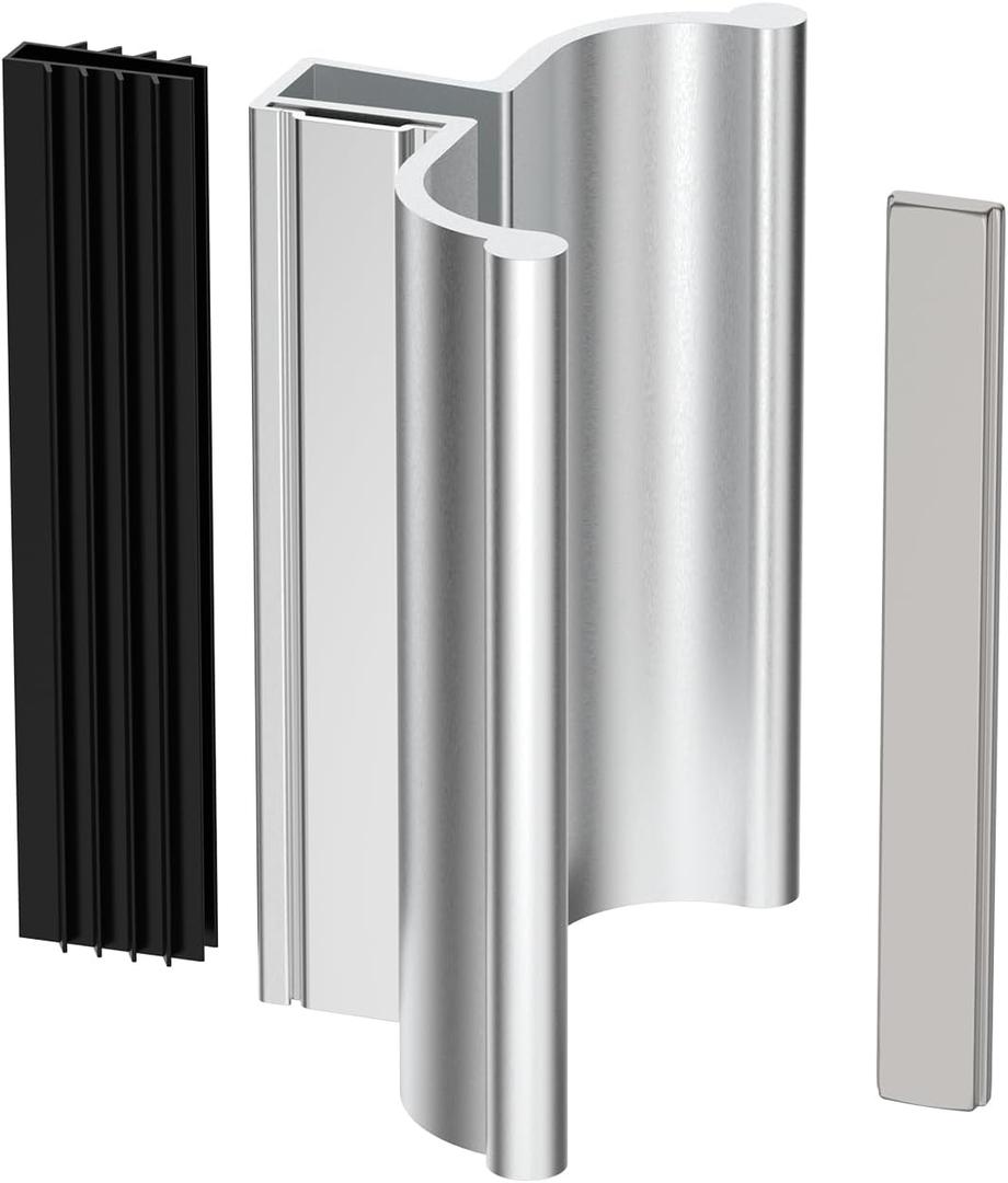 3-3/ 4" Bright Chrome Frameless Shower Door Handle with Metal Strike and 3" Magnet, Shower Doors Magnetic Latch Kit Fits Glass Door Thickness 1/ 8", 5/ 32", 3/ 16" and 1/ 4", Shower Door Replacement Parts