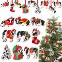 36 Pieces Christmas Cow Ornaments for Christmas Tree Wooden Western Cow Print Hanging Decorations Farm Animal Ornaments Decor for Xmas Holiday Party Favors Door Farmhouse Stocking Stuffers