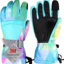 Ski Gloves, Warmest Waterproof and Breathable Snow Gloves for Cold Weather, Fits Both Men & Women,for Parent Child Outdoor (XS(Fit Kids 6-8 Years), Sky Blue)