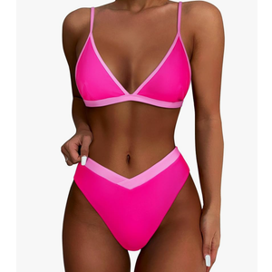 SUUKSESS Women Triangle High Cut Bikini Sets Sexy High Waisted 2 Piece Swimsuit Size S