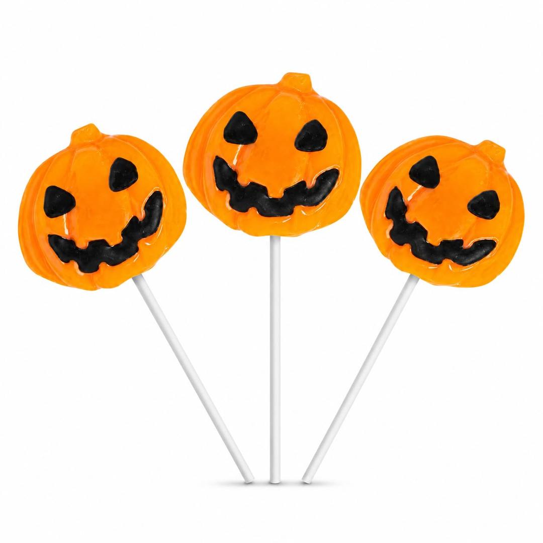 Fruidles Halloween Pumpkin Lollipop Suckers Candy, Spooky, Goody Bag Fillers, Individually Wrapped (24-Pack)