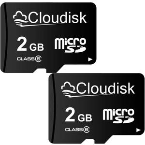 Micro SD Card 2GB Pack of 2 Flash Memory Card Class 6 with SD Adapter MicroSD TF Card (2 GB)