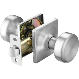Brushed Nickel Door Knobs with Square Rosette,Pismo Passage Door Knob for Hall & Closet,Non-Locking Interior Door Knobs