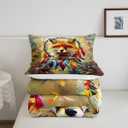 Manfei Cartoon Fox Kids Comforter Set Queen Size,Watercolor Dream Catcher Bedding Set,Boys Girls Room Decor,Cute Wild Animal Rustic Farmhouse Down Comforter,Brown Colorful Duvet Insert,2 Pillowcases