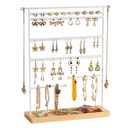 Earring Holder Organizer, 7-Tier Jewelry Organizer Display with Wood Basic stand, Metal Jewelry Tower Stand with 84 Holes, Necklace Storage Tray for Ring,Earrings,Ear Stud,Bracelets white