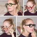 Eyekepper 5 Pack Square Reading Glasses for Women Stylish Readers Include 2 Pairs Green +3.50