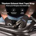Exhaust Heat Wrap,2x 16 Ft, Motorcycle Fiberglass Heat Shield Tape With Stainless Ties, Black