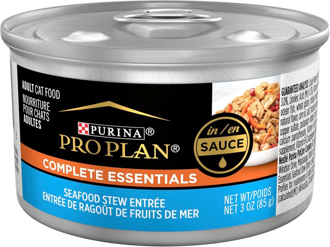 Purina Pro Plan Gravy Wet Cat Food, Complete Essentials Seafood Stew Entree in Sauce - (Pack of 11) 3 oz. Pull-Top Cans, BB April 2028