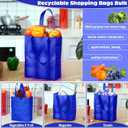 Windyun 50 Pcs Reusable Tote Bag Bulk 8 x 4 x 10 Inch Non Woven Shopping Bag with Handle Christmas Reusable Grocery Gift Tote (Royal Blue)