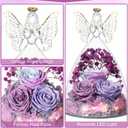 Mothers Day Rose Gifts for Women Preserved Real Flower in Glass Angel Figurines Roses for Delivery Prime Birthday Gifts for Mom Grandma Girlfriend Wife Her, Multi Purple