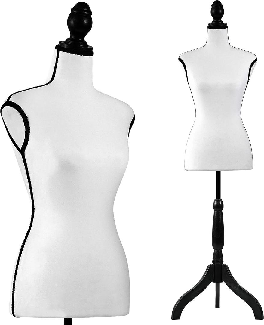 SereneLife Female Torso Mannequin Display - Sturdy and Durable, Adjustable Dress Form (52-64"), Lightweight, Easy-to-Assemble, Stable Tripod Stand, Smooth Surface for Retail Clothing Display, Standard