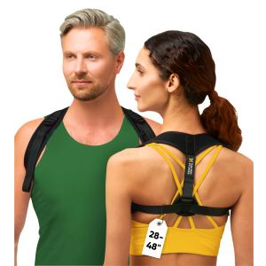 Posture Corrector Back Brace for Women & Men - Adjustable Straps for Neck & Shoulder Comfort, Breathable Upper Back Straightener, Invisible Under Clothes, Comfortable Ergonomic Design (28-48") (28-48")