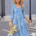 Zeagoo Summer Dresses for Women 2026 3/4 Sleeve Women's Dress Casual Midi Tshirt Dresses with Pockets Semi-Formal Sundress, Medium