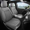 Gray Thick Nappa Leather Automotive Front Car Seat Covers Set of 2